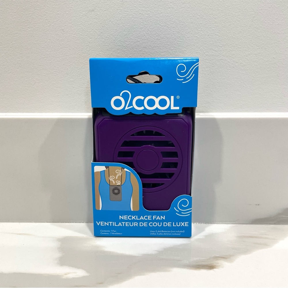 NEW O2Cool Hands-Free Necklace Cooling Fan (Purple)
